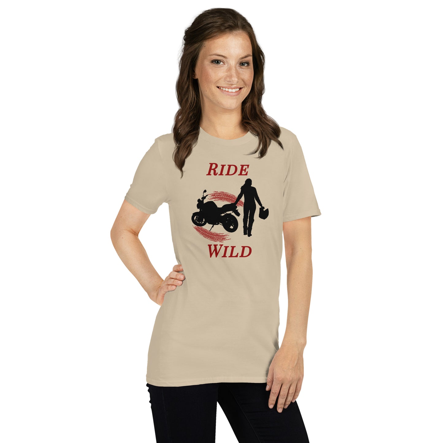 Ride Wild Motorcycle Biker Girl Unisex Tee by EraofInk