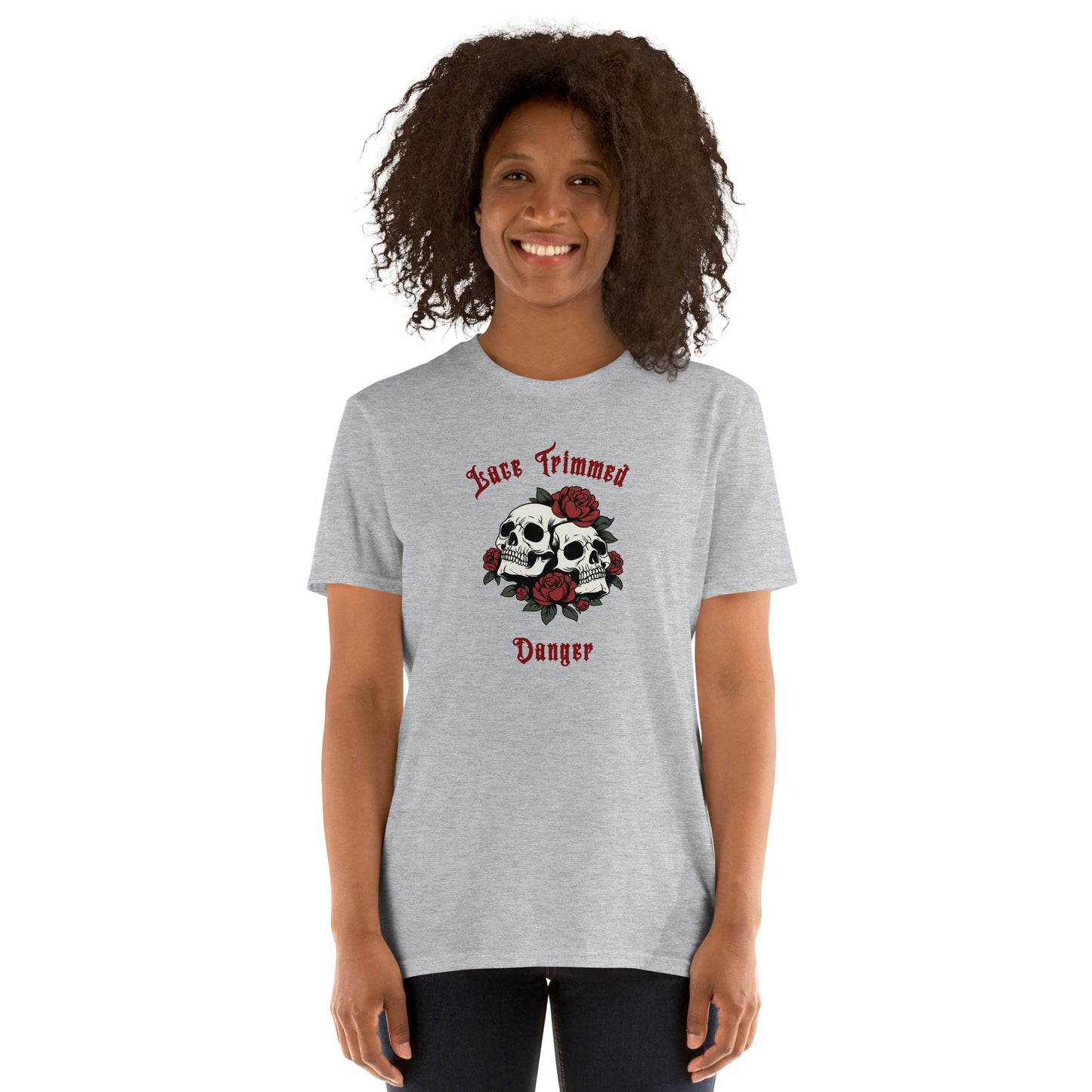 Lace Trimmed Danger Unisex Tee by EraofInk