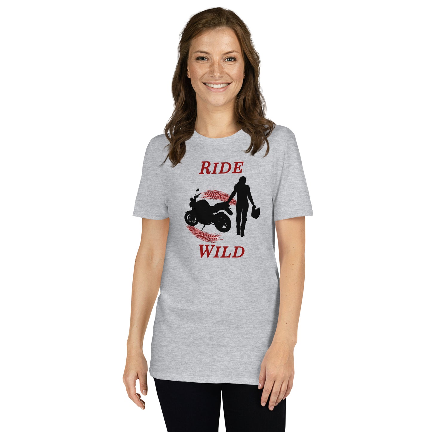 Ride Wild Motorcycle Biker Girl Unisex Tee by EraofInk