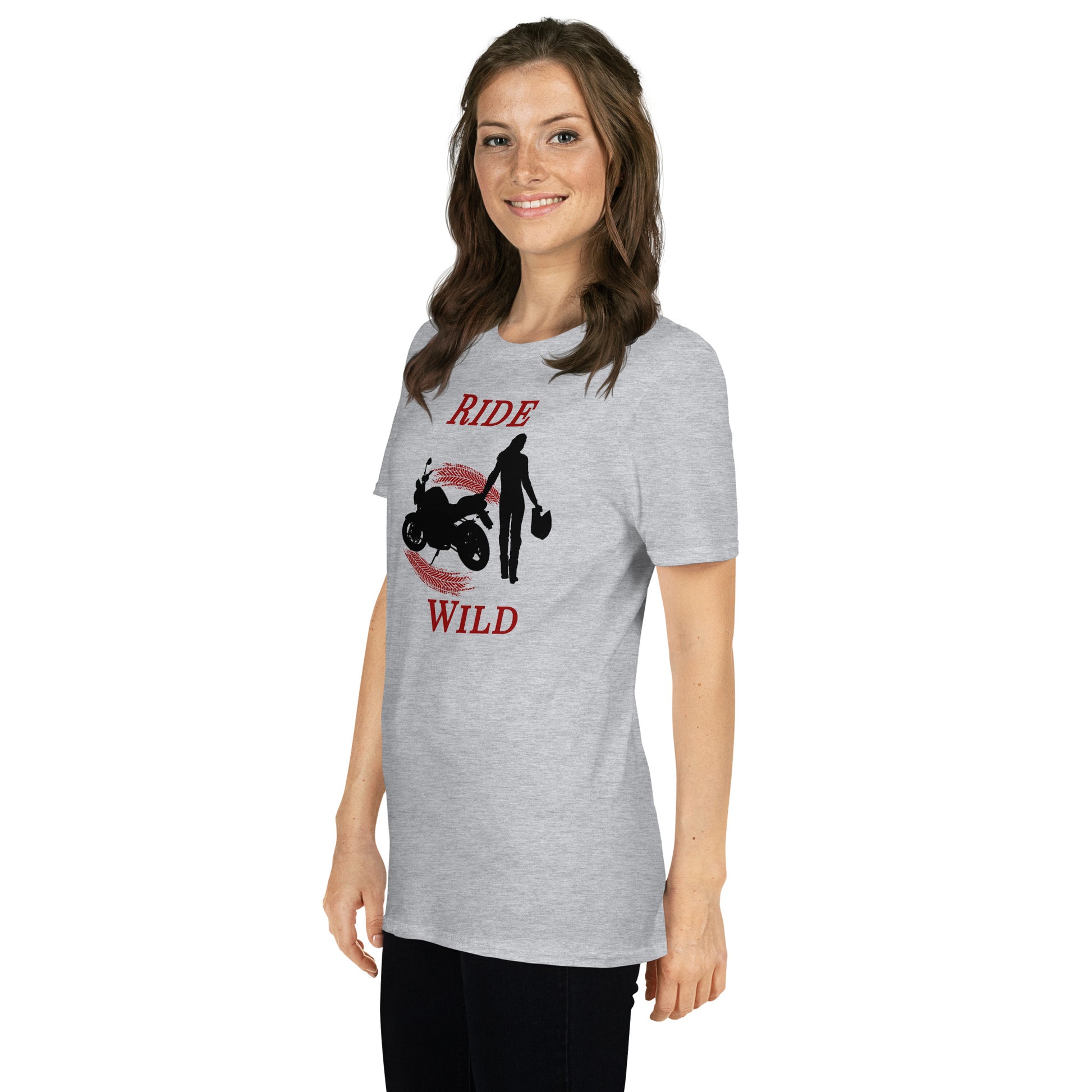 Ride Wild Motorcycle Biker Girl Unisex Tee by EraofInk