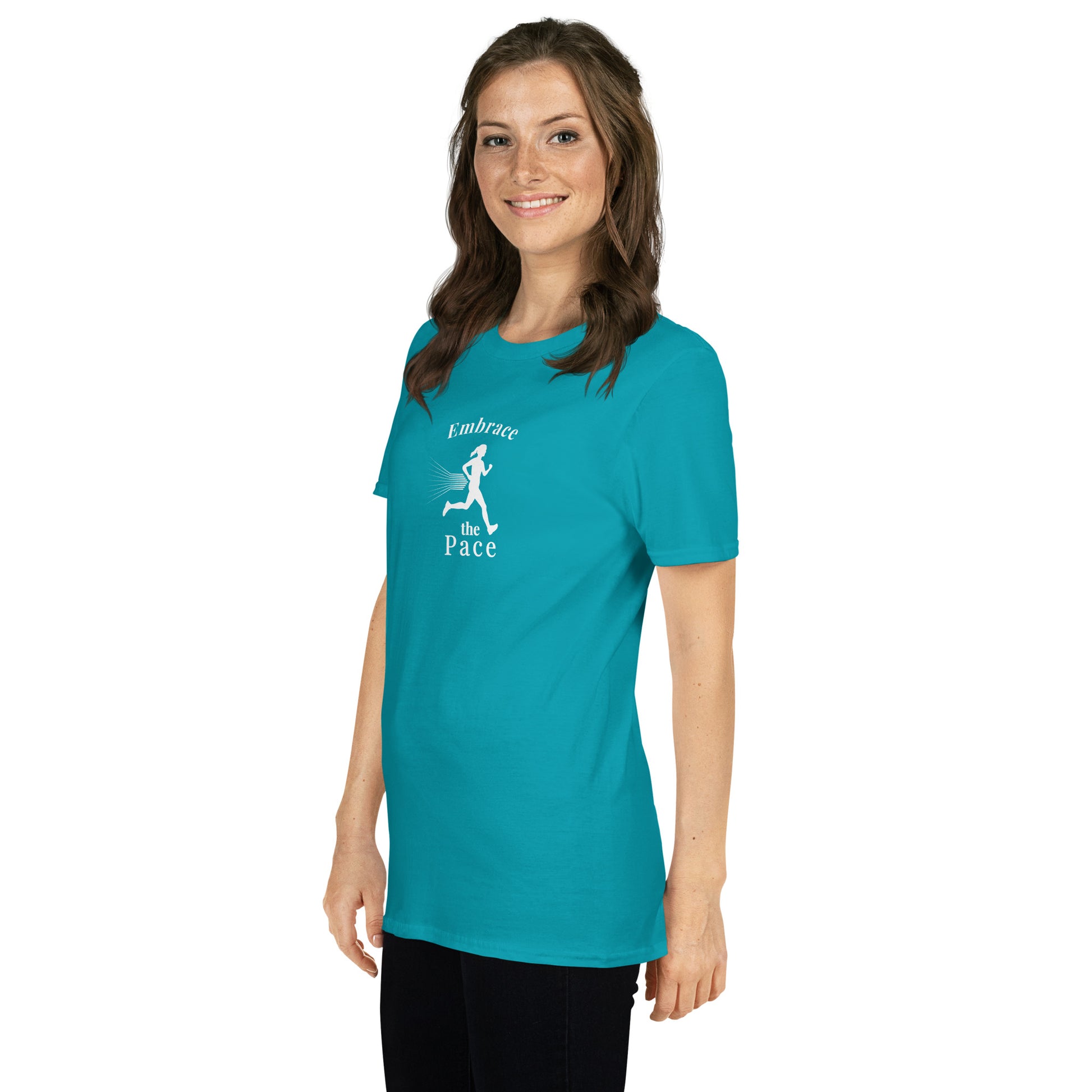 Embrace the Pace Female Runner Unisex Tee by EraofInk