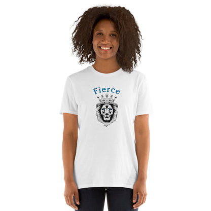 Fierce Like a Lion (with blue eyes) Unisex Tee by EraofInk