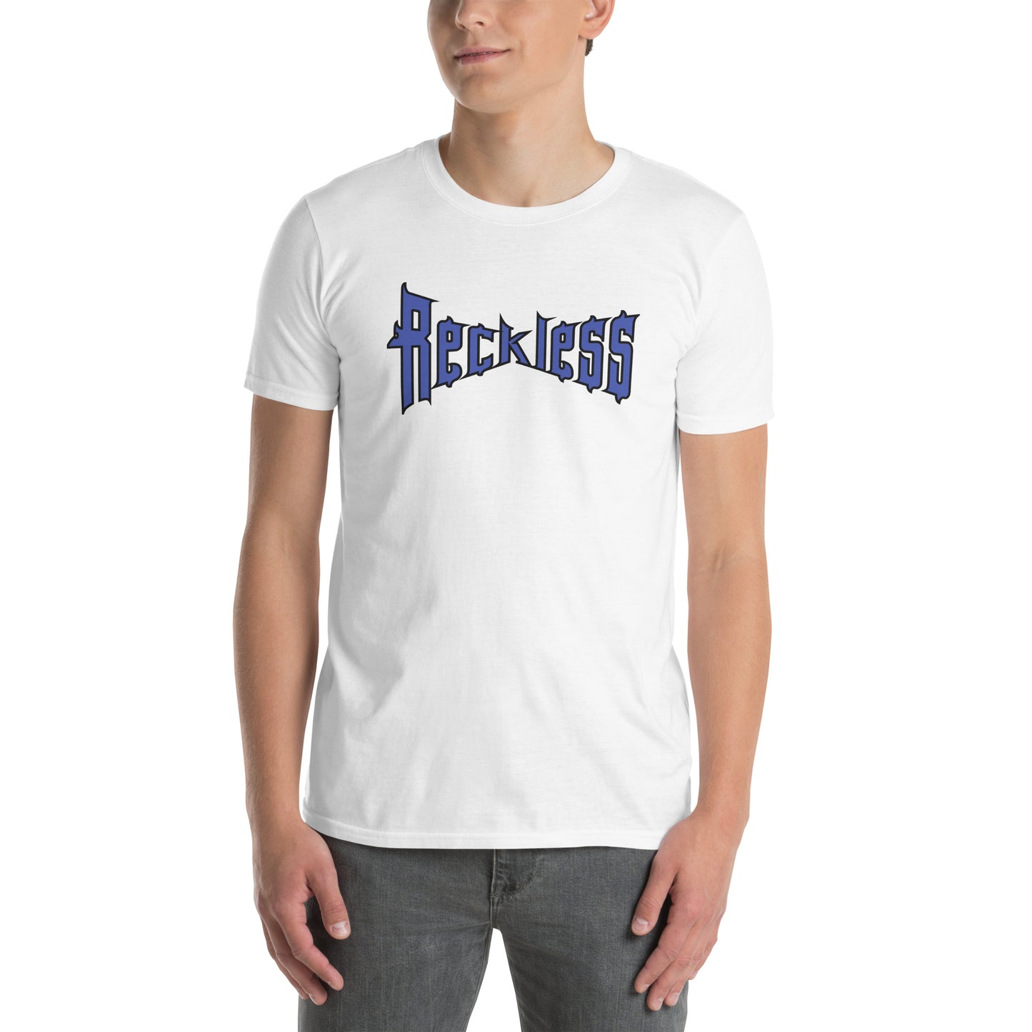 For the Guy Who is Reckless in Warped Font Unisex Tee by EraofInk