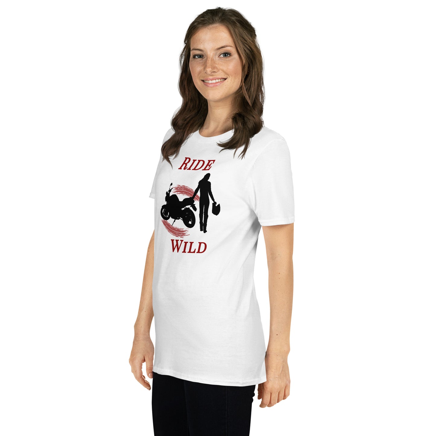 Ride Wild Motorcycle Biker Girl Unisex Tee by EraofInk