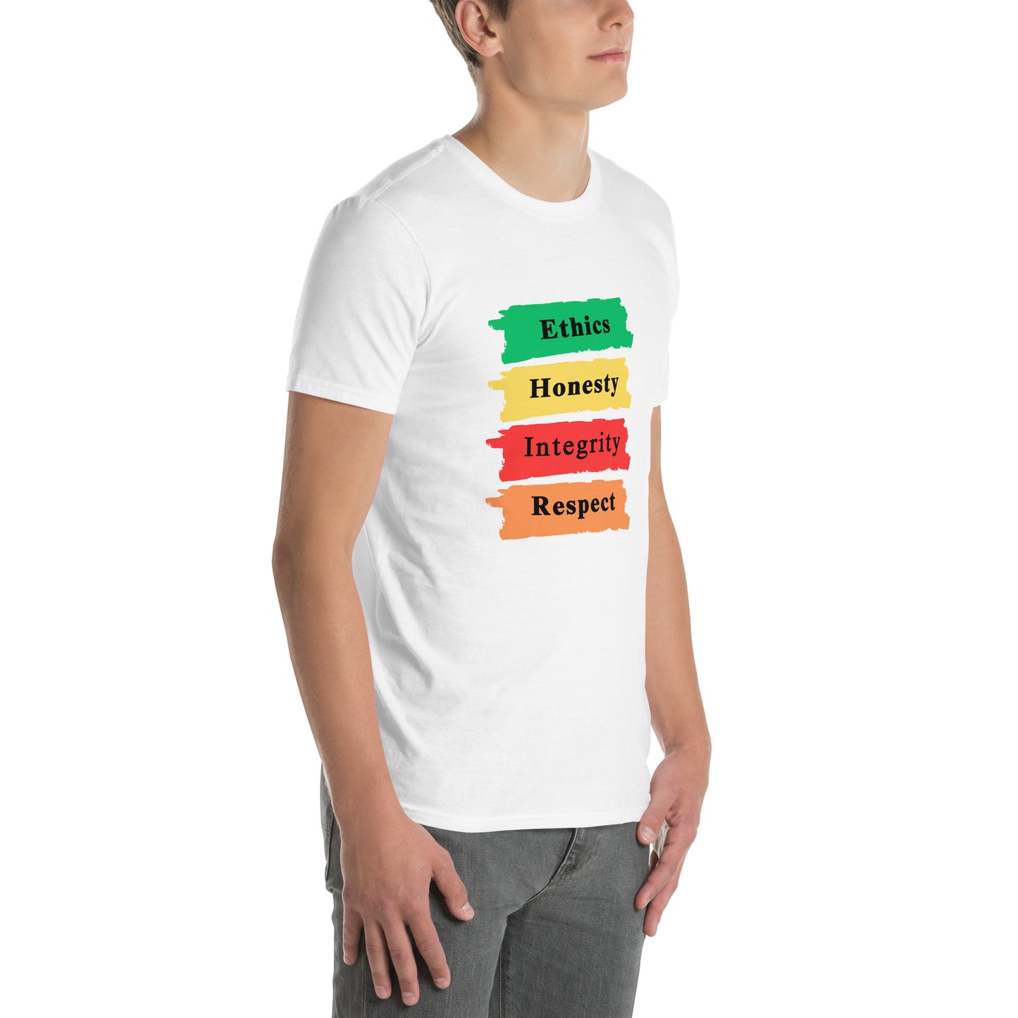 Ethics Honesty Integrity Respect Paint Strokes Unisex Tee by EraofInk