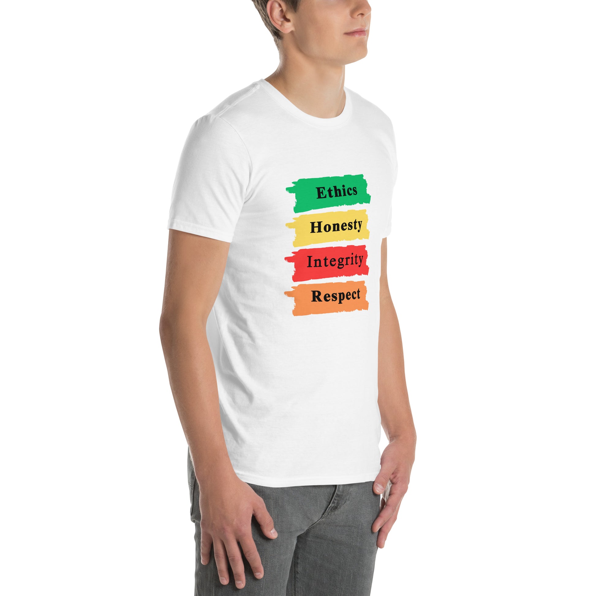 Ethics Honesty Integrity Respect Paint Strokes Unisex Tee by EraofInk