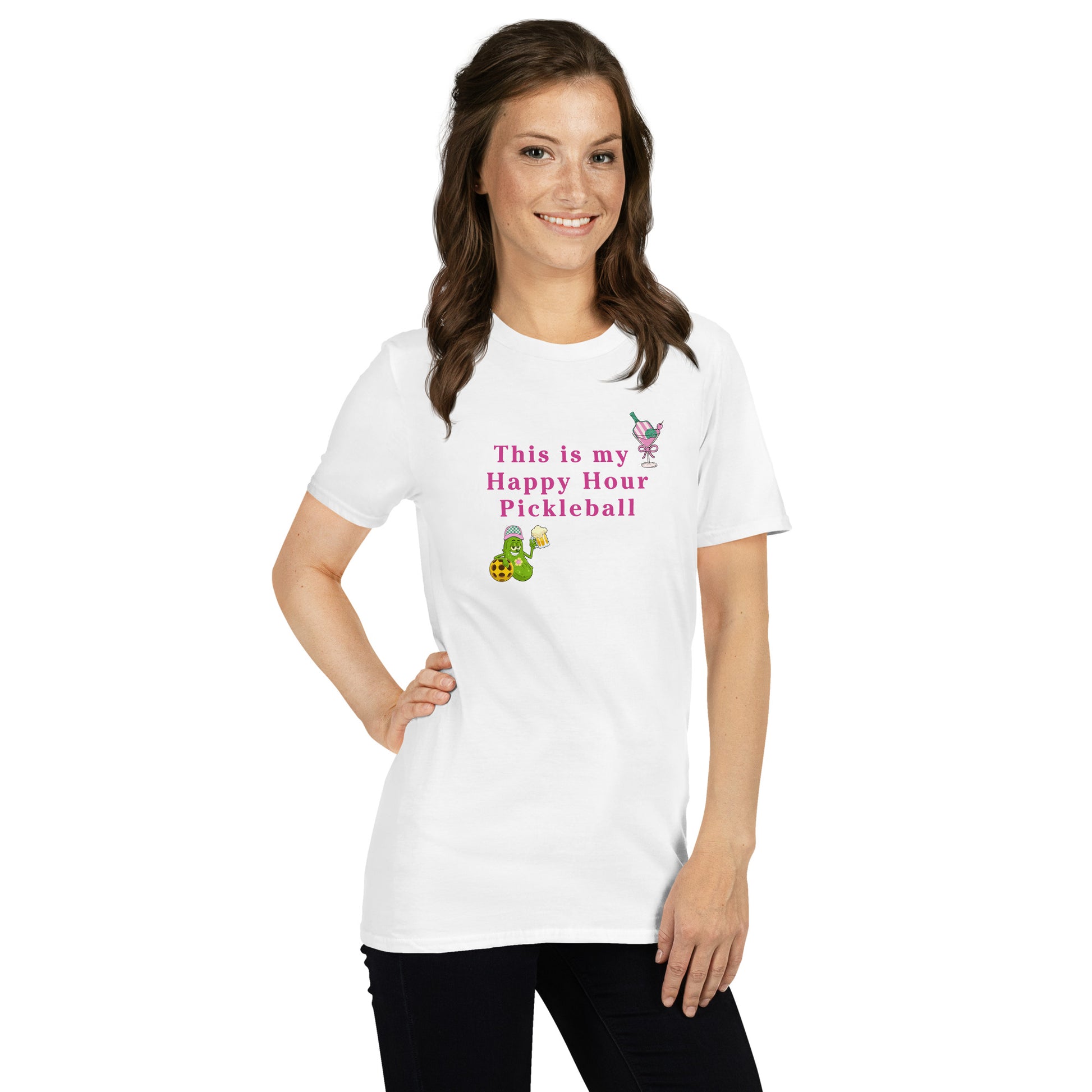 This is My Happy Hour Pickleball Feminine Design Unisex Tee by EraofInk