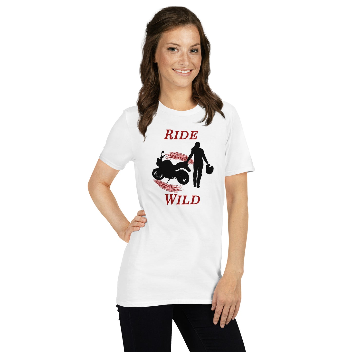 Ride Wild Motorcycle Biker Girl Unisex Tee by EraofInk
