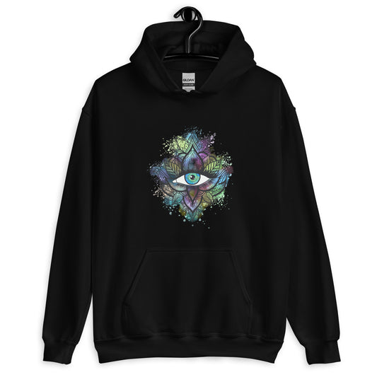 Third Eye Design with Semi Transparent Colors Unisex Hoodie by EraofInk