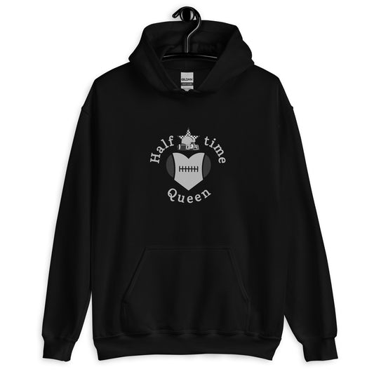 Halftime Queen Football Cheer for Black & Grey Unisex Hoodie by EraofInk