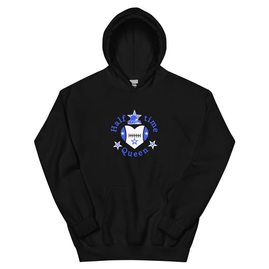 Halftime Queen Football Cheer for Blue & White Unisex Hoodie by EraofInk