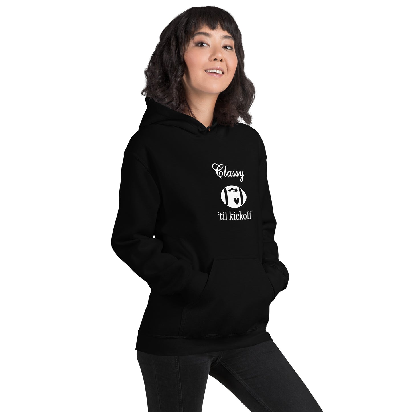 Classy 'til Kickoff Football Themed Unisex Hoodie by EraofInk