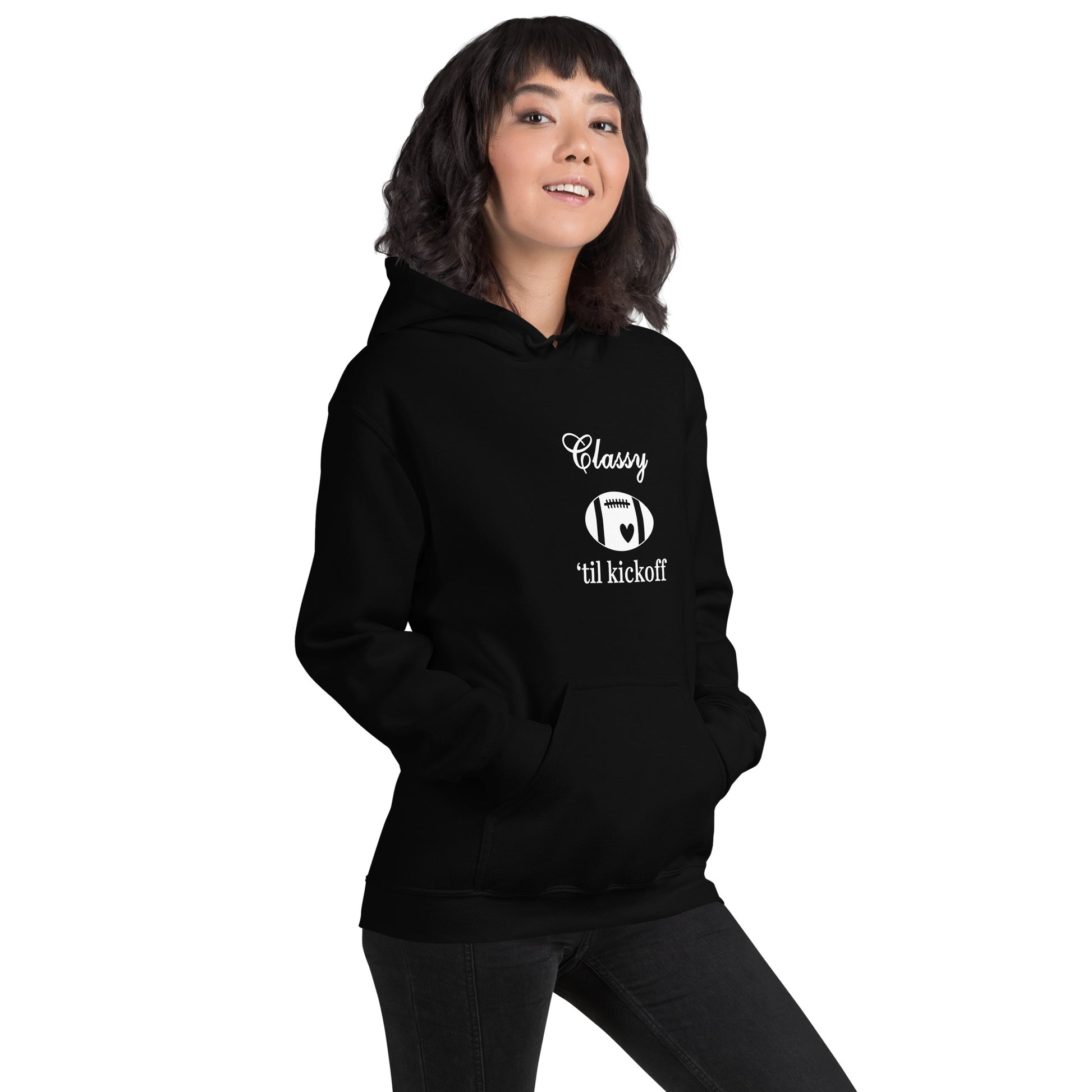 Classy 'til Kickoff Football Themed Unisex Hoodie by EraofInk
