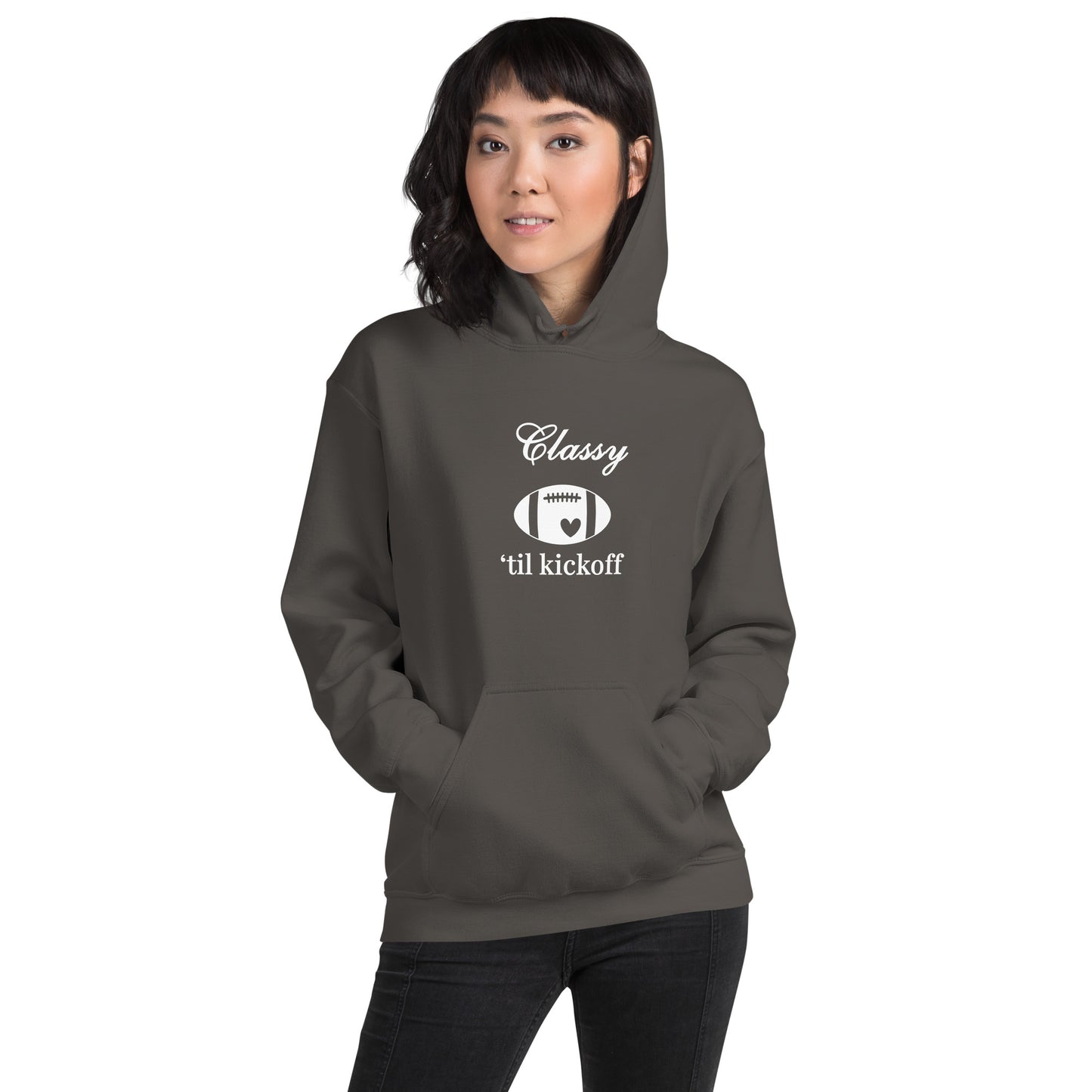 Classy 'til Kickoff Football Themed Unisex Hoodie by EraofInk
