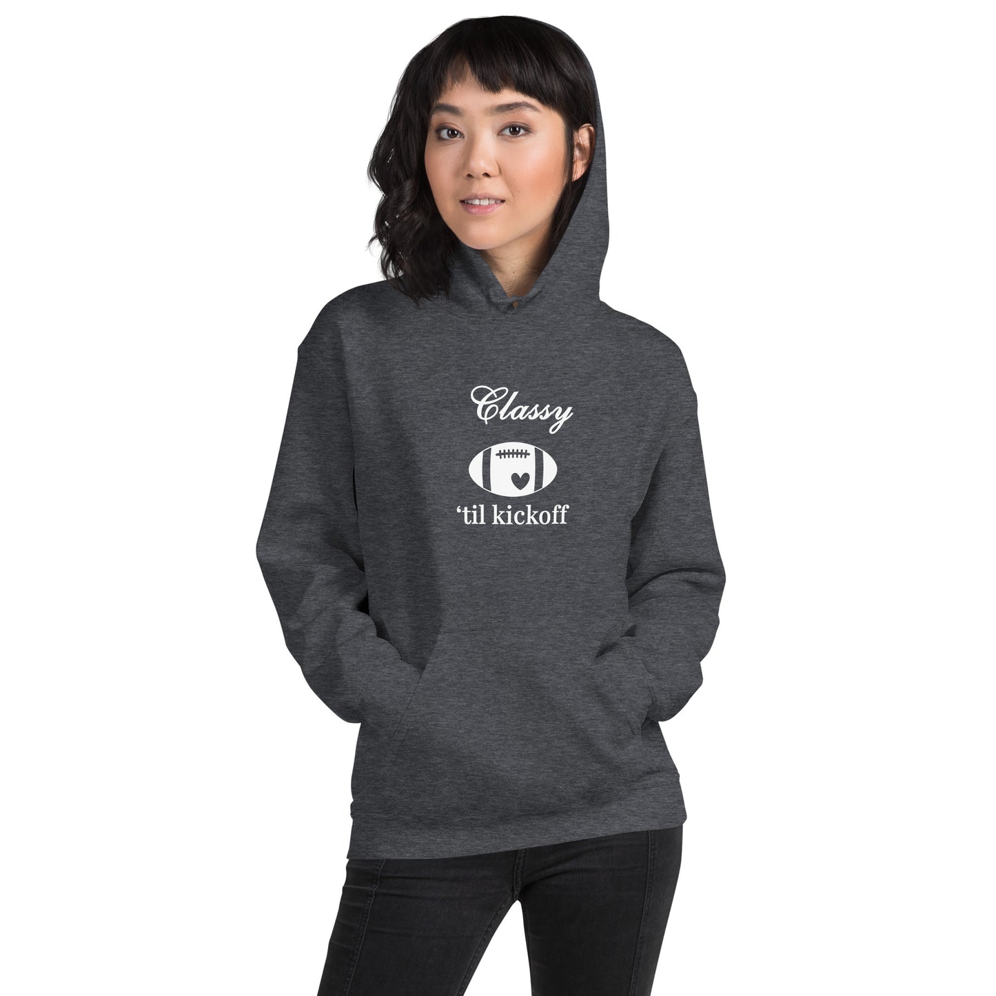 Classy 'til Kickoff Football Themed Unisex Hoodie by EraofInk