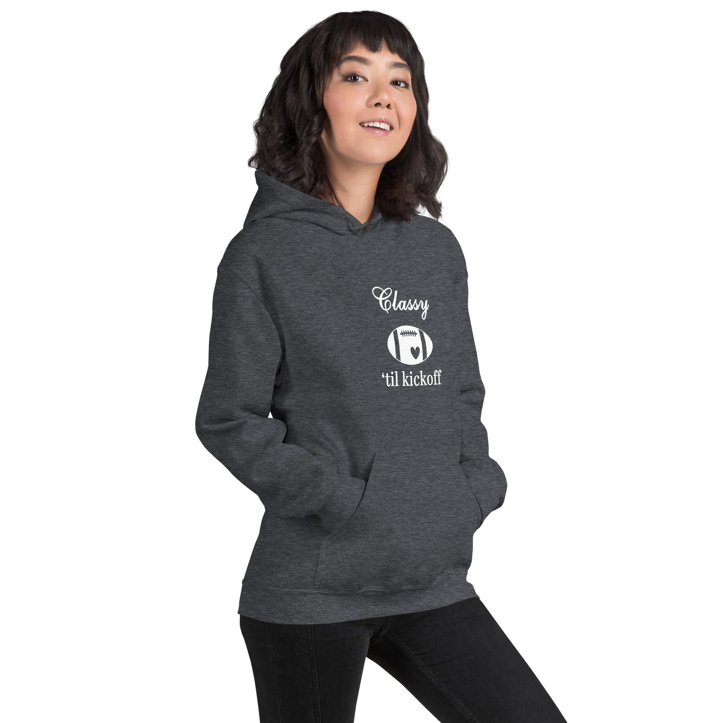 Classy 'til Kickoff Football Themed Unisex Hoodie by EraofInk