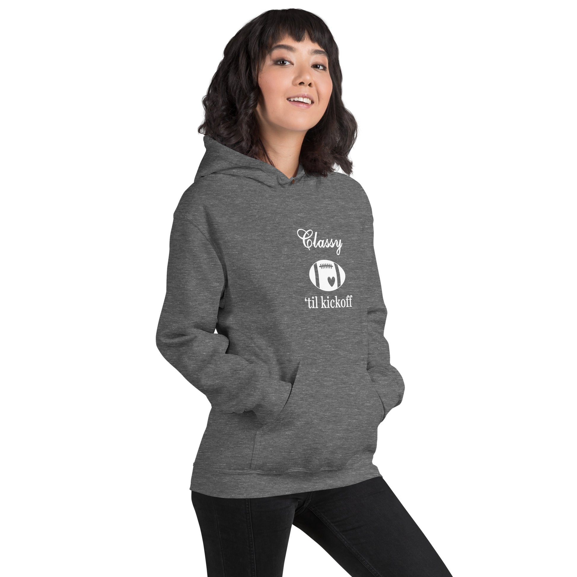 Classy 'til Kickoff Football Themed Unisex Hoodie by EraofInk