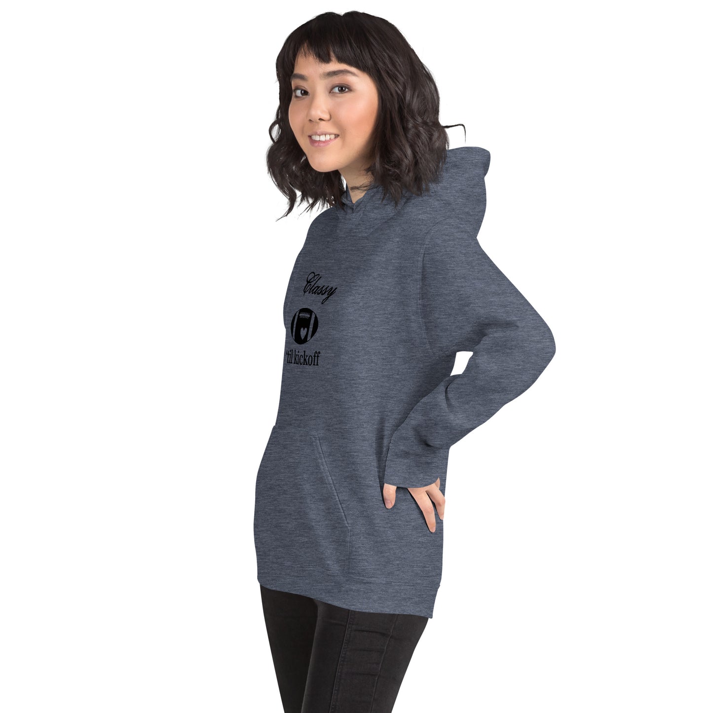 Classy 'til Kickoff Football Black Font Unisex Hoodie by EraofInk