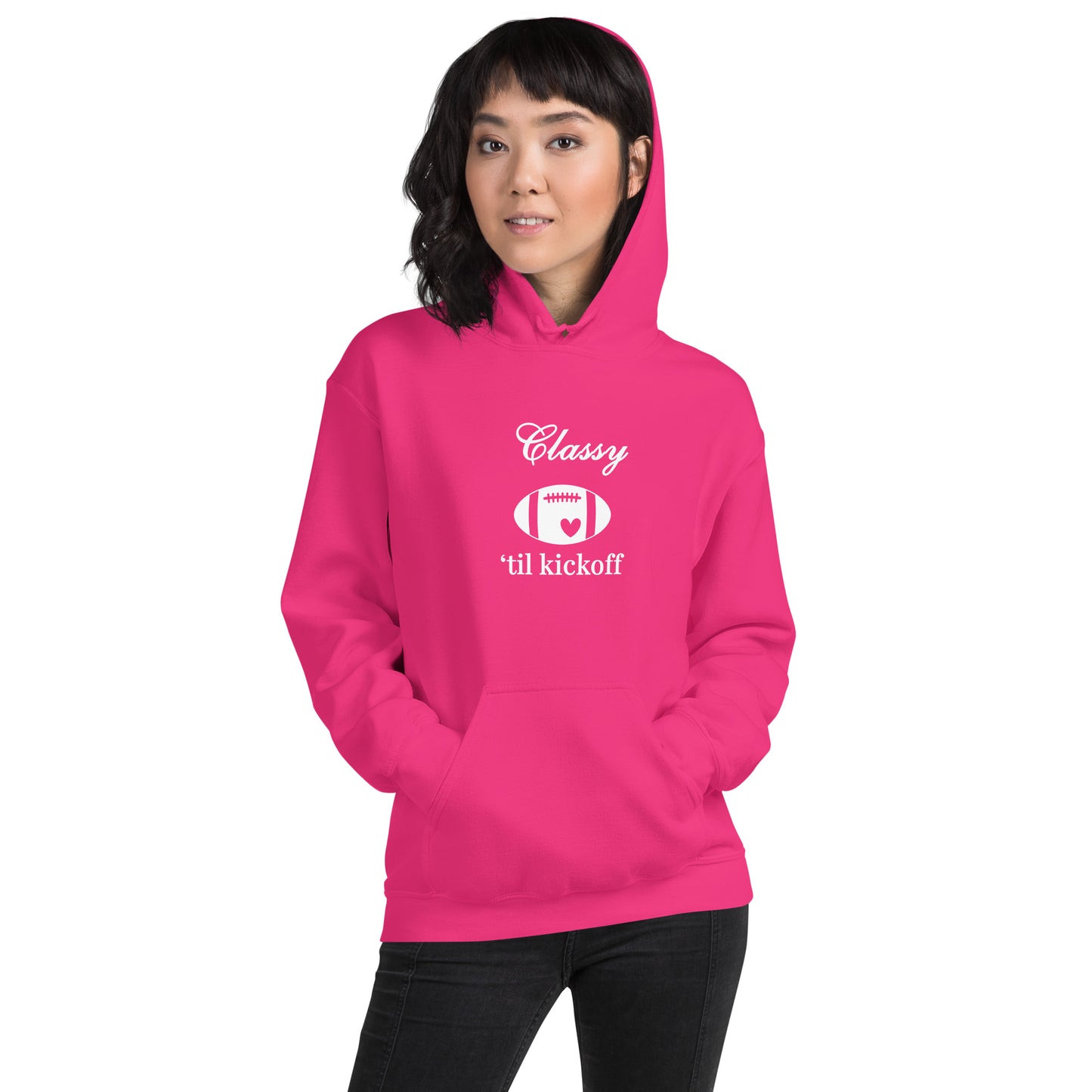 Classy 'til Kickoff Football Themed Unisex Hoodie by EraofInk