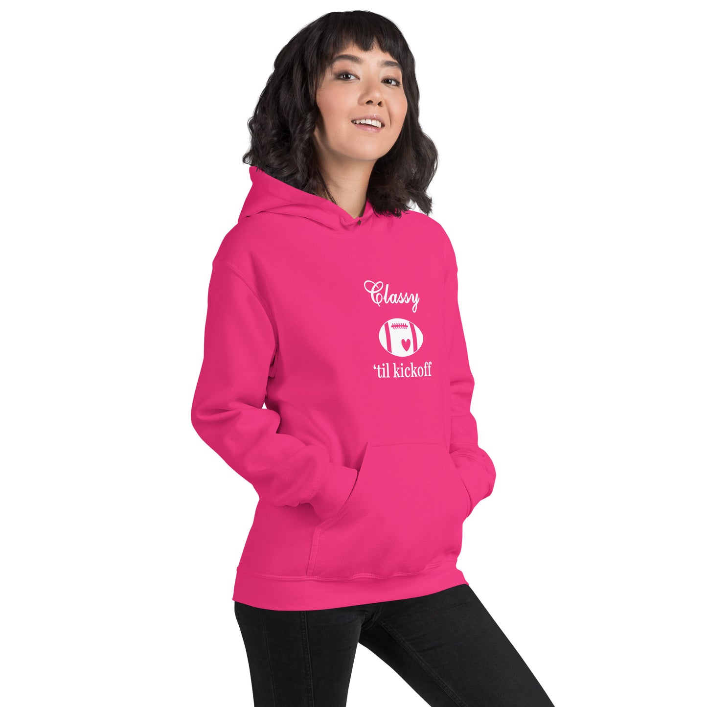 Classy 'til Kickoff Football Themed Unisex Hoodie by EraofInk