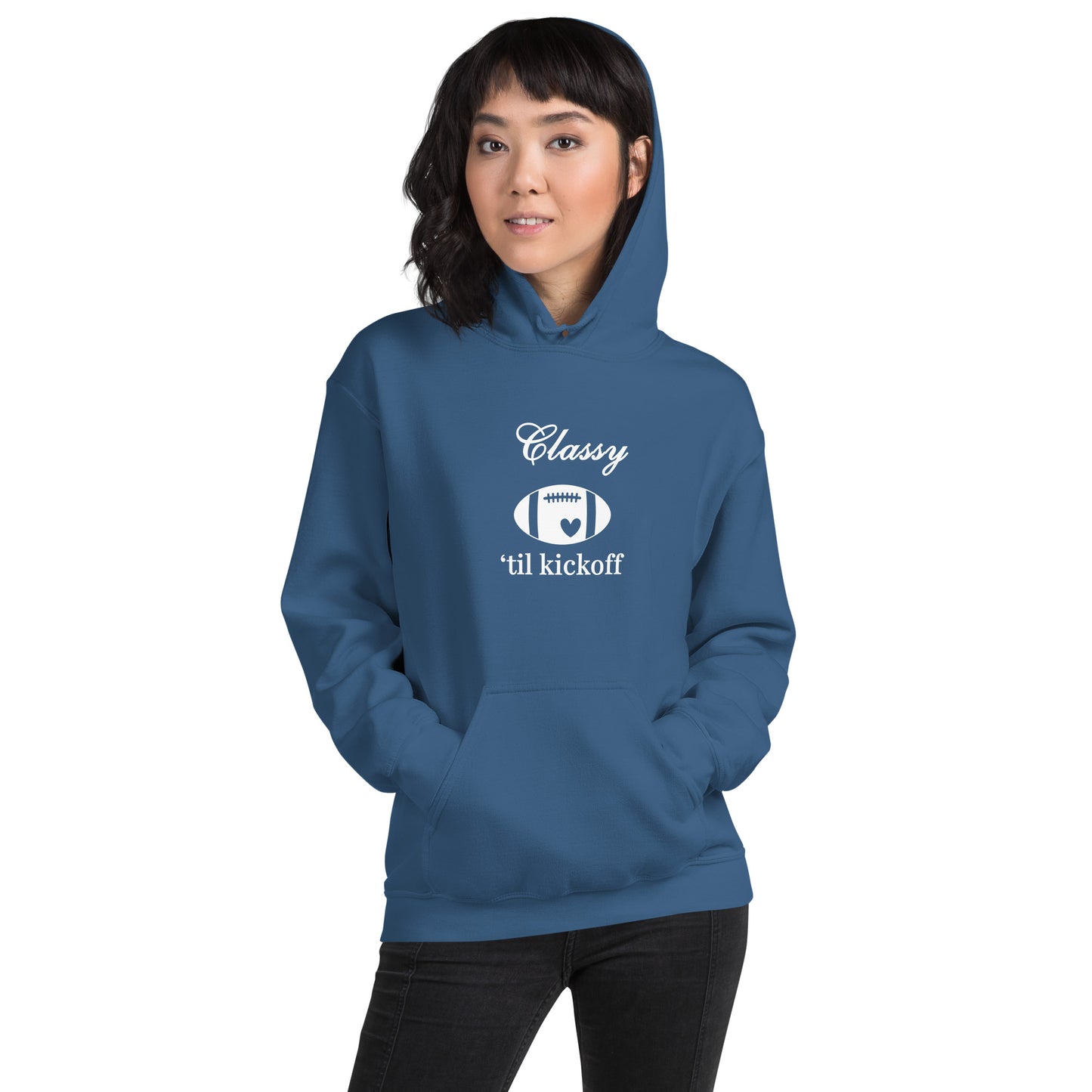 Classy 'til Kickoff Football Themed Unisex Hoodie by EraofInk