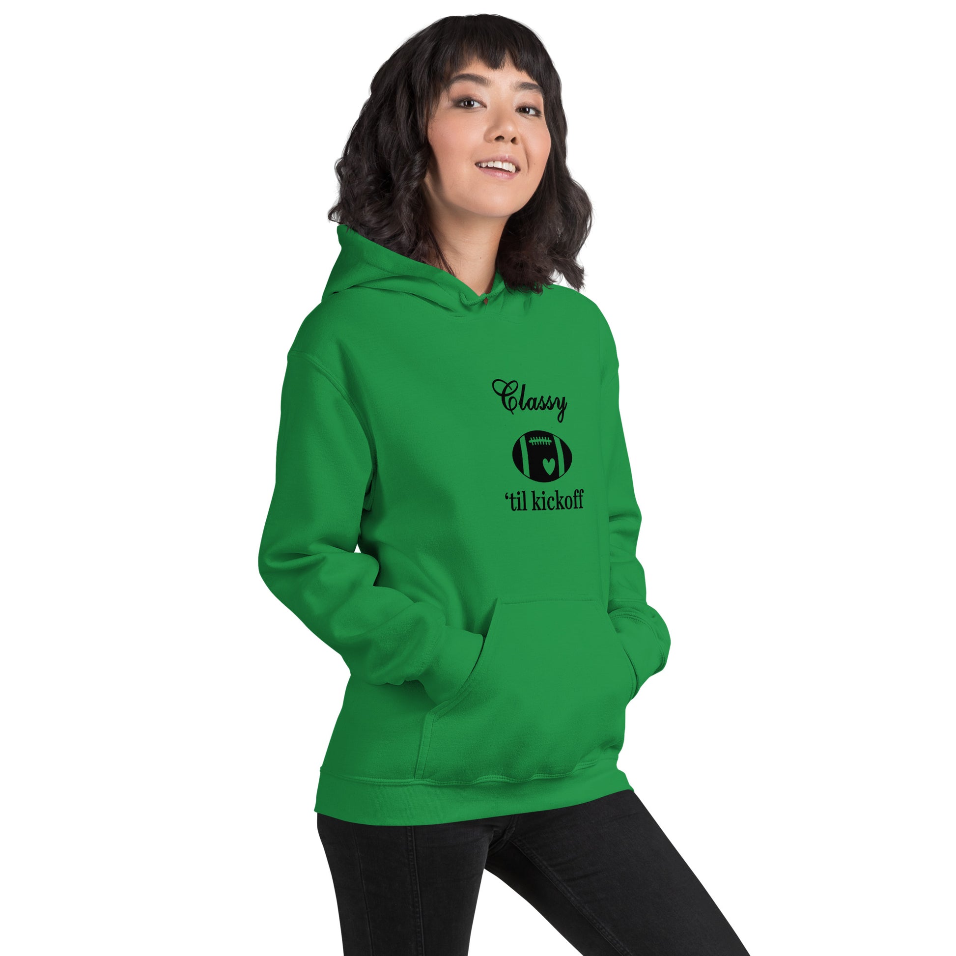 Classy 'til Kickoff Football Black Font Unisex Hoodie by EraofInk