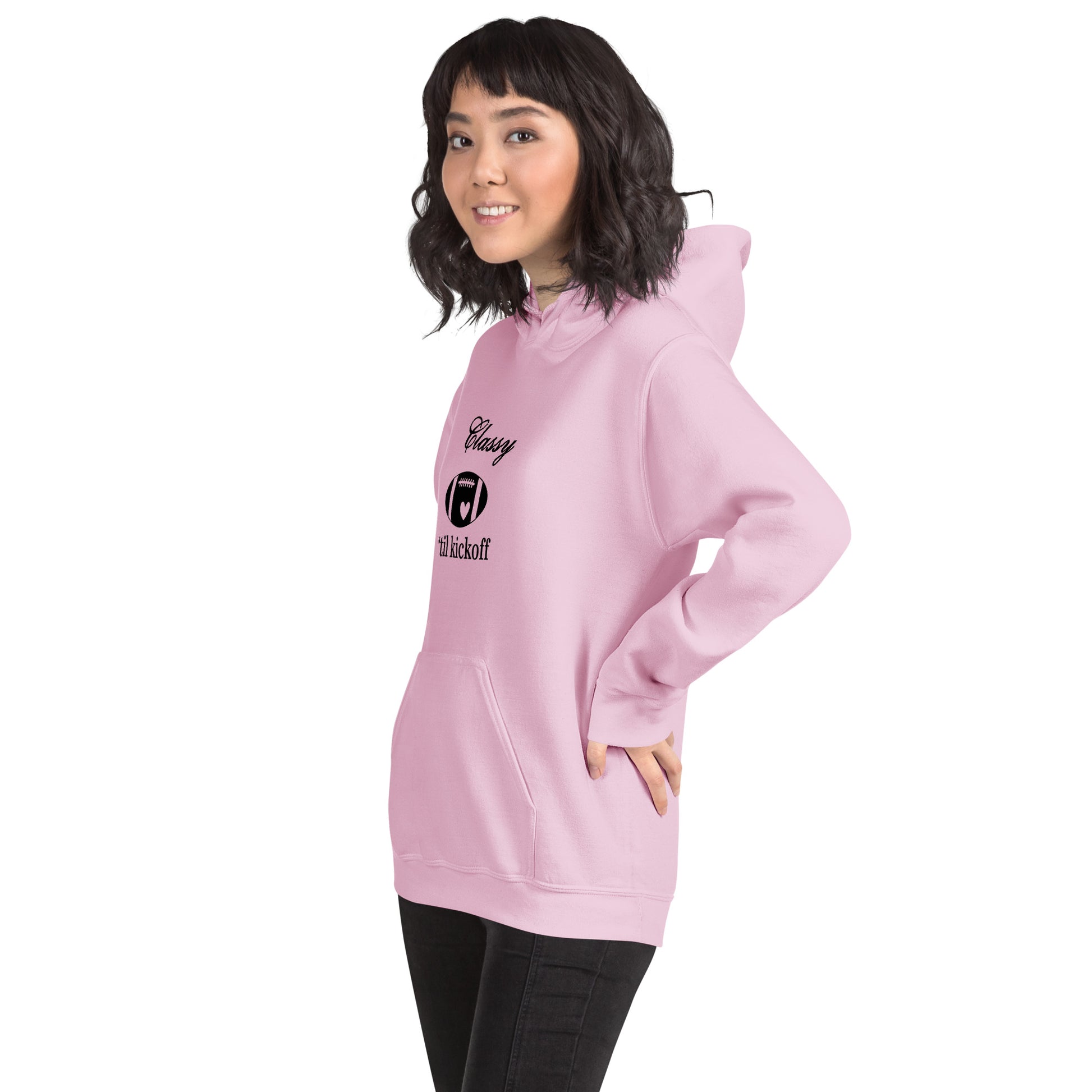 Classy 'til Kickoff Football Black Font Unisex Hoodie by EraofInk