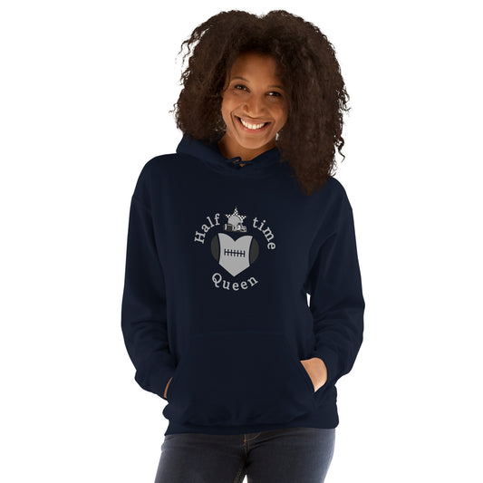 Halftime Queen Football Cheer for Black & Grey Unisex Hoodie by EraofInk