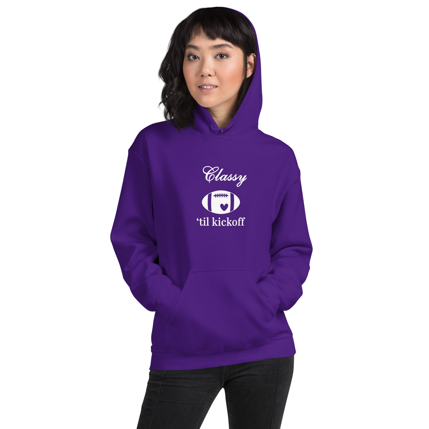 Classy 'til Kickoff Football Themed Unisex Hoodie by EraofInk