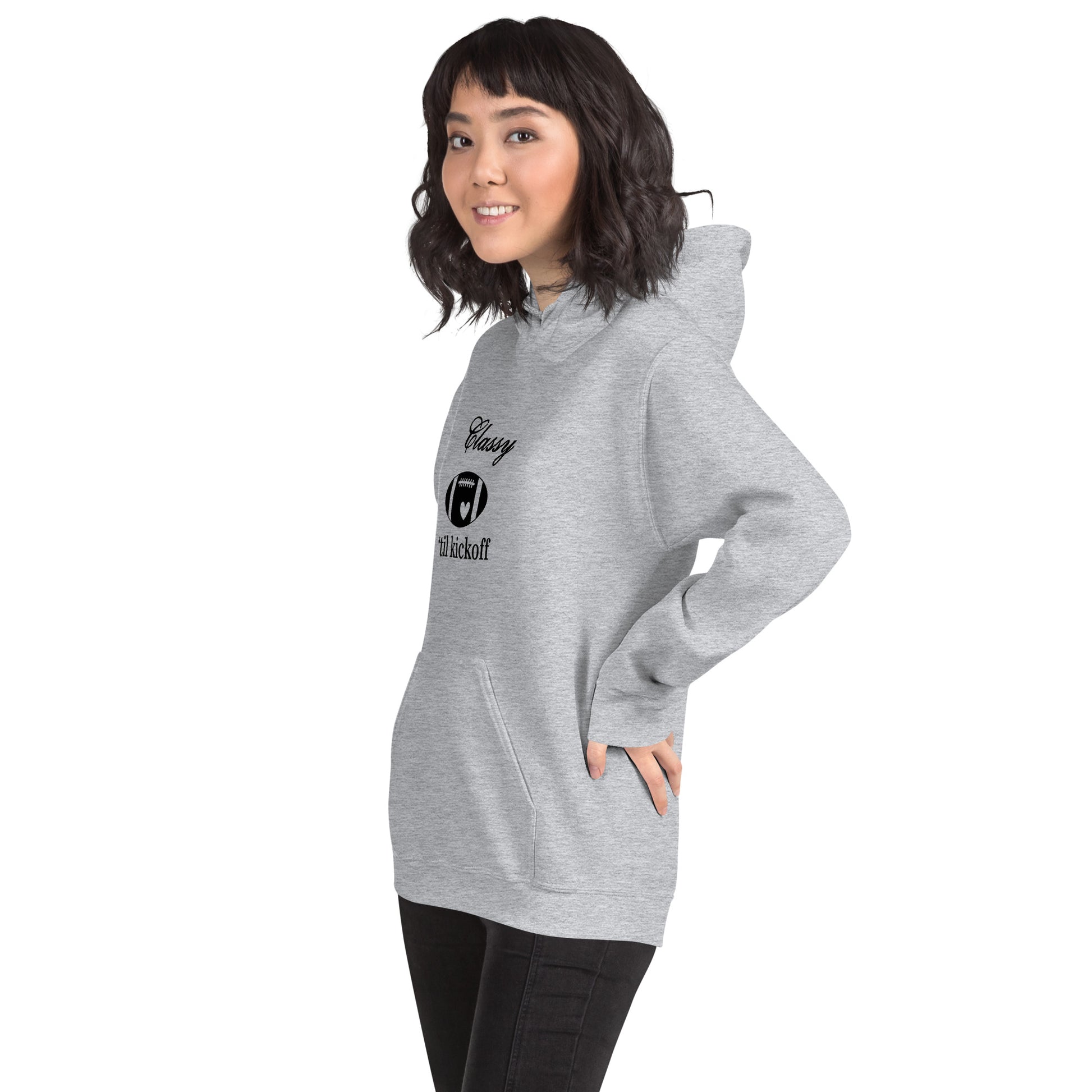 Classy 'til Kickoff Football Black Font Unisex Hoodie by EraofInk