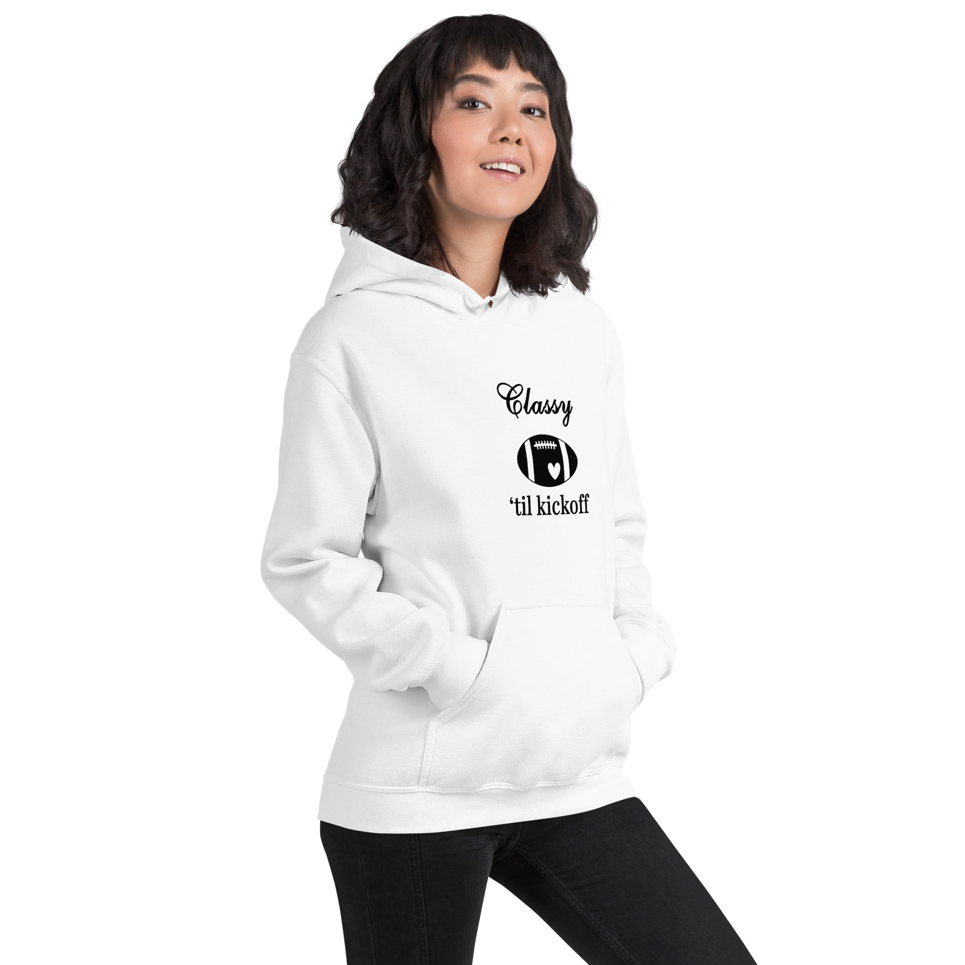 Classy 'til Kickoff Football Black Font Unisex Hoodie by EraofInk