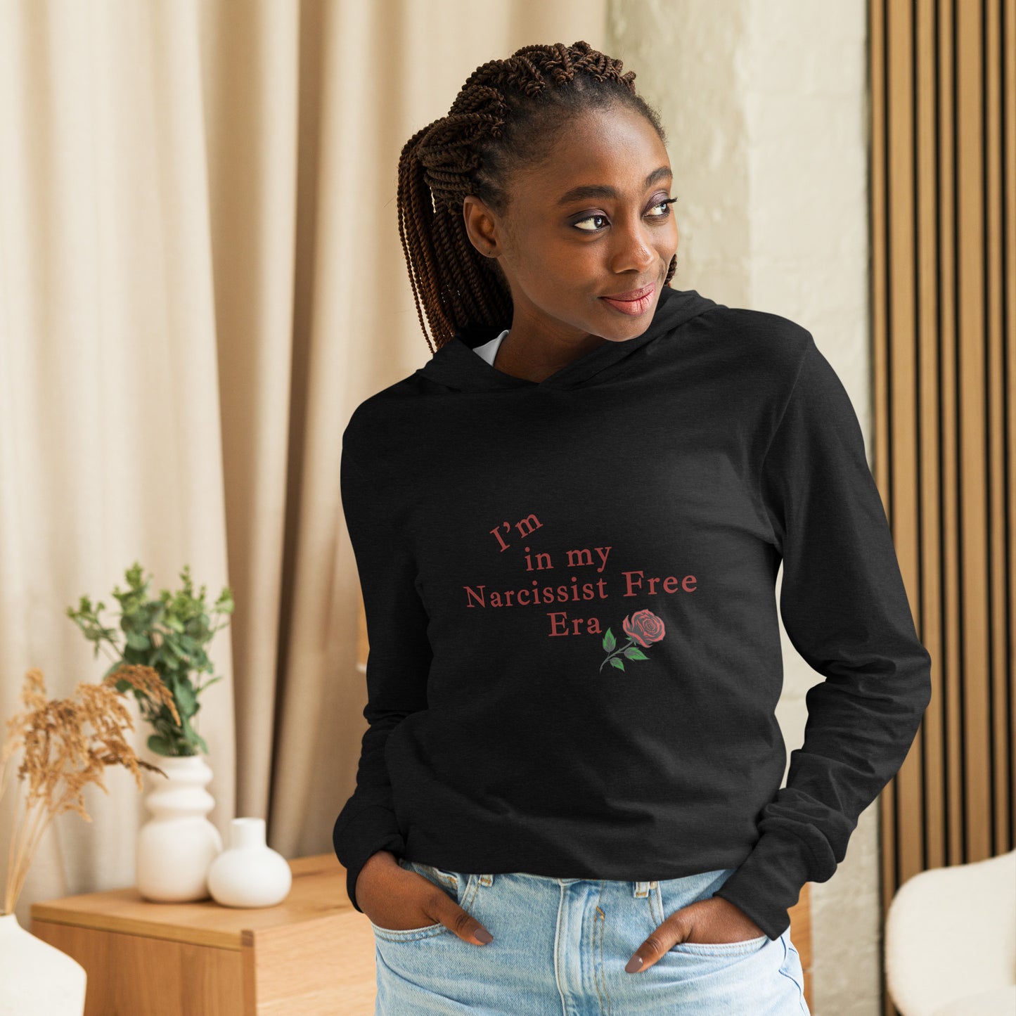 I'm In My Narcissist Free Era Hooded Long Sleeve Tee by EraofInk