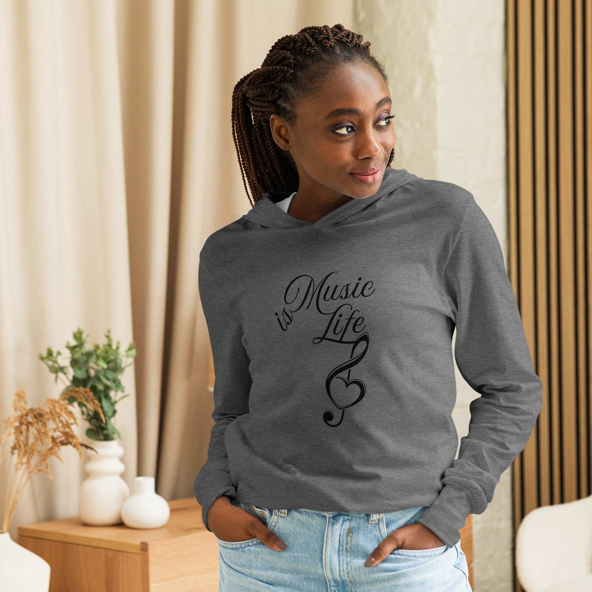 Music is Life - Hooded Long Sleeve Tee by EraofInk
