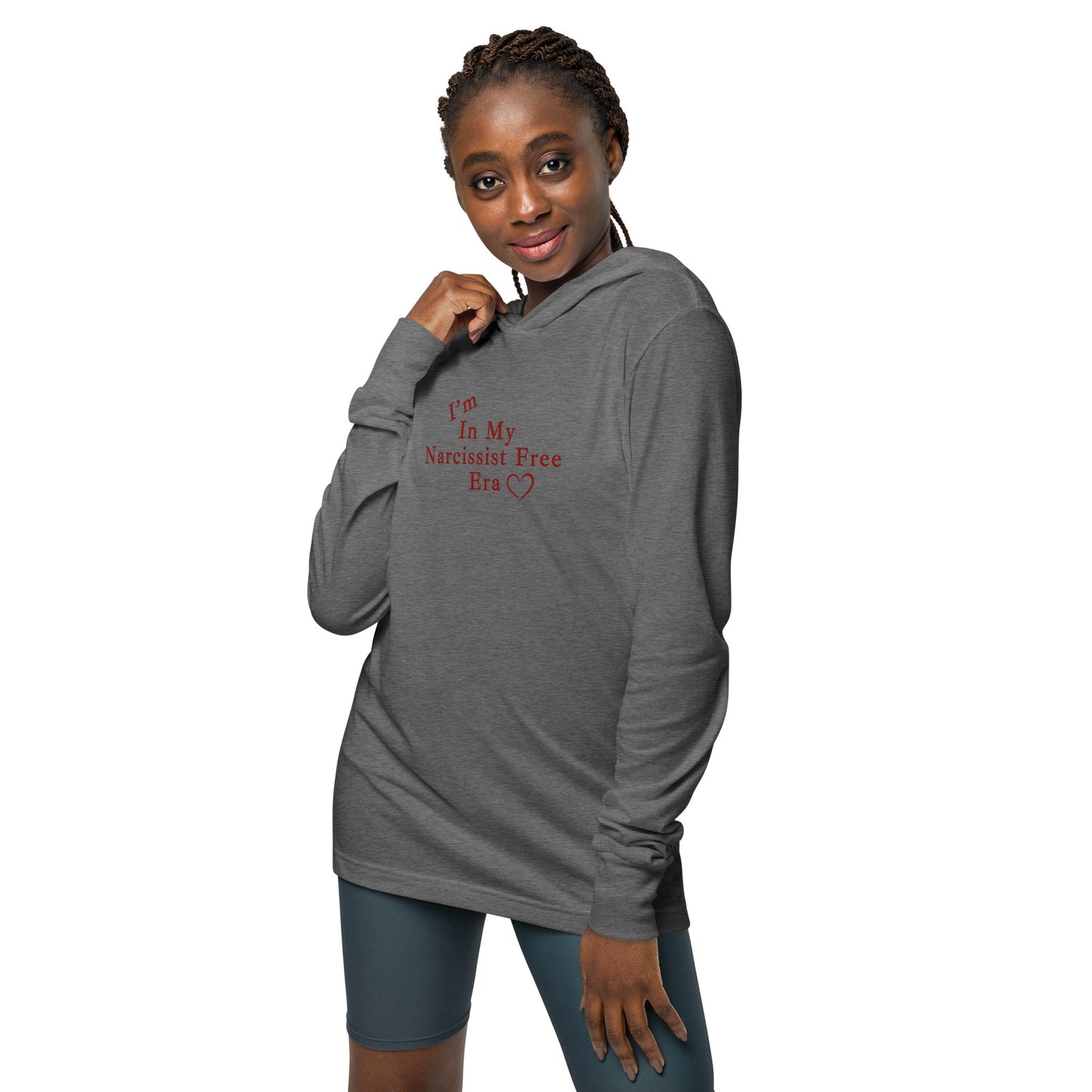 I'm In My Narcissist Free Era Red Font (Heart) Hooded Long-Sleeve Tee by EraofInk