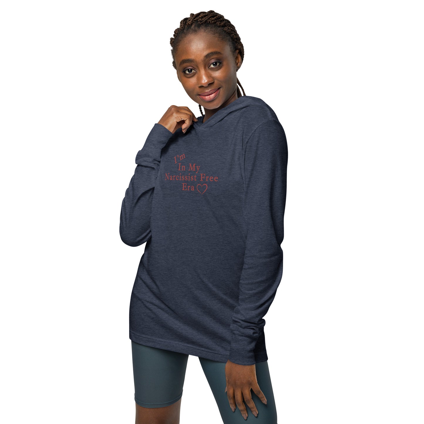 I'm In My Narcissist Free Era Red Font (Heart) Hooded Long-Sleeve Tee by EraofInk