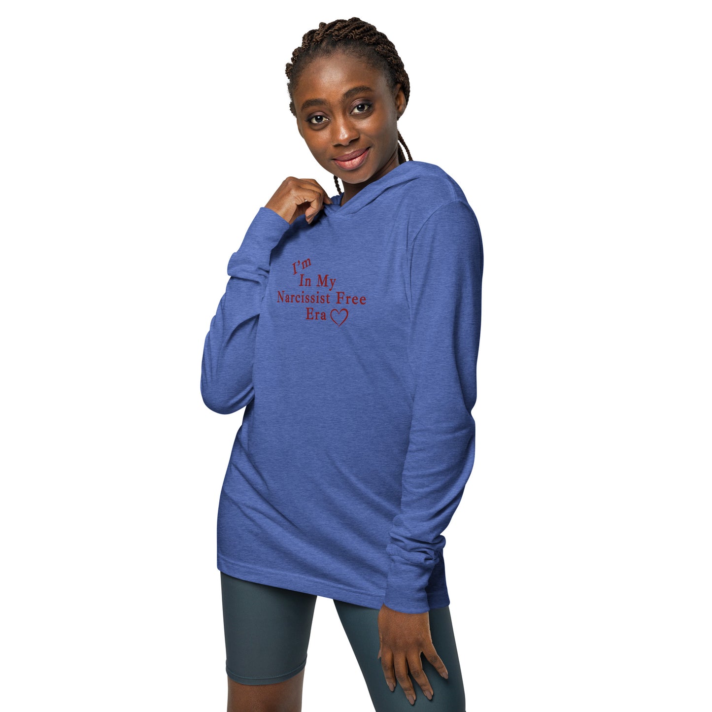 I'm In My Narcissist Free Era Red Font (Heart) Hooded Long-Sleeve Tee by EraofInk