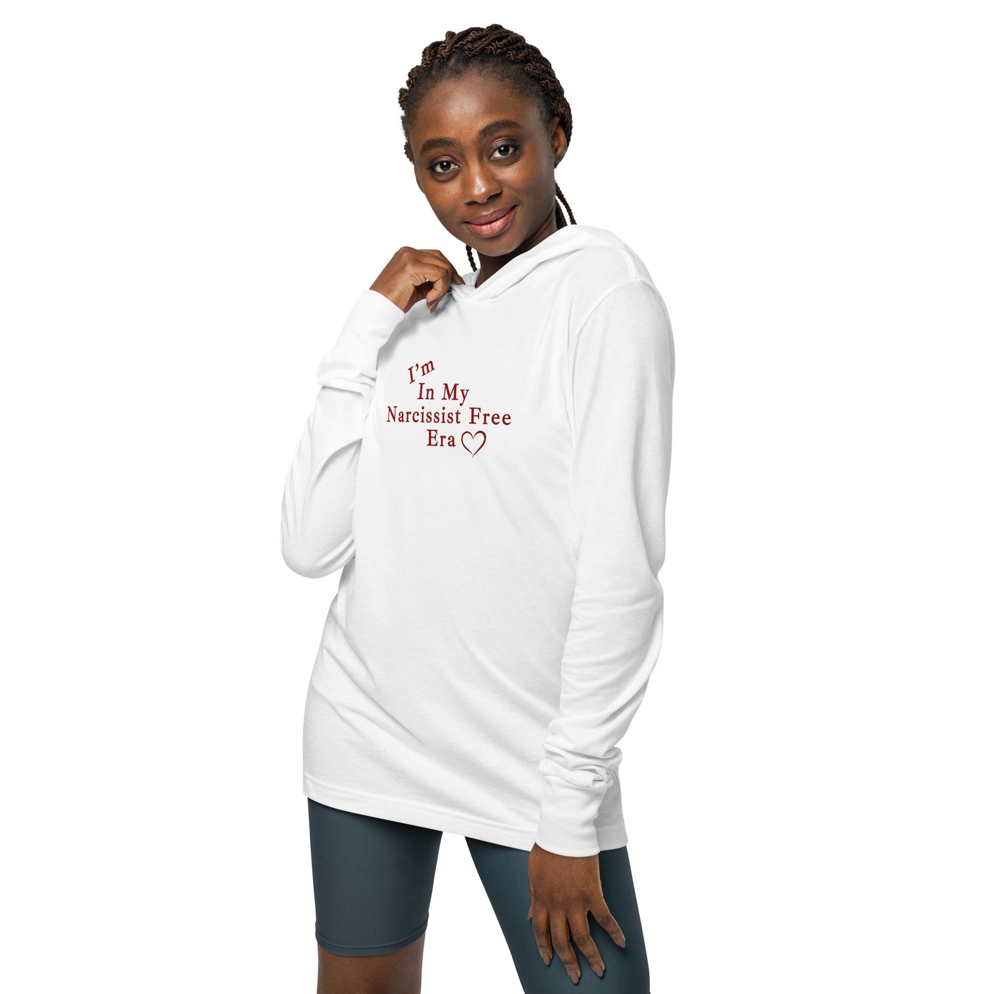I'm In My Narcissist Free Era Red Font (Heart) Hooded Long-Sleeve Tee by EraofInk