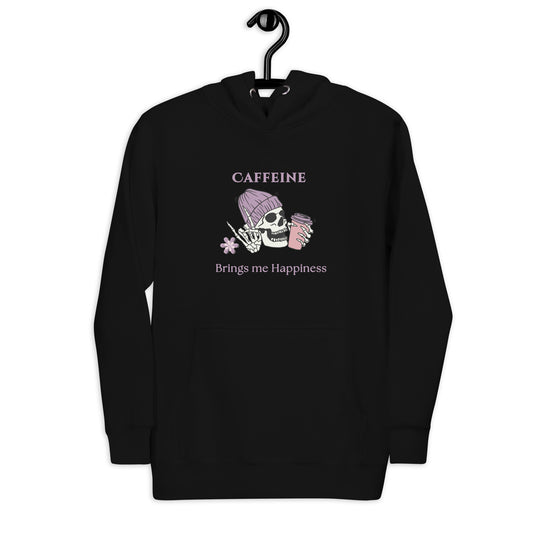 Caffeine Brings Me Happiness Unisex Hoodie by EraofInk
