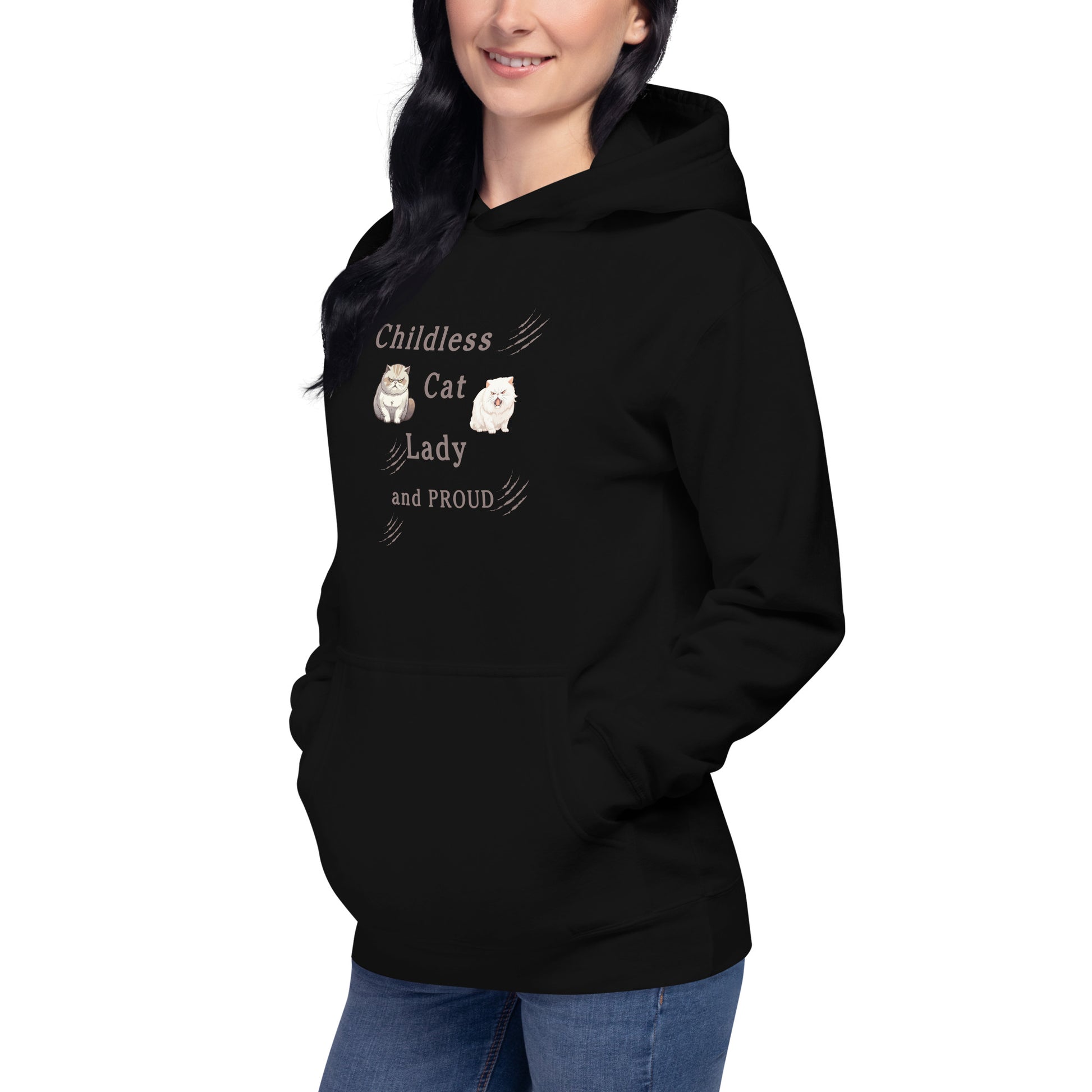 Childless Cat Lady & Proud Unisex Hoodie by EraofInk