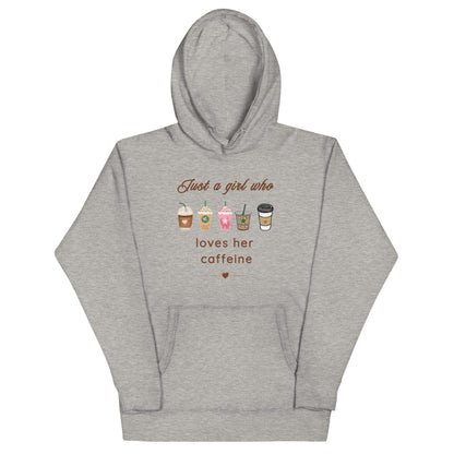 Just A Girl Who Loves Her Caffeine Unisex Hoodie by EraofInk