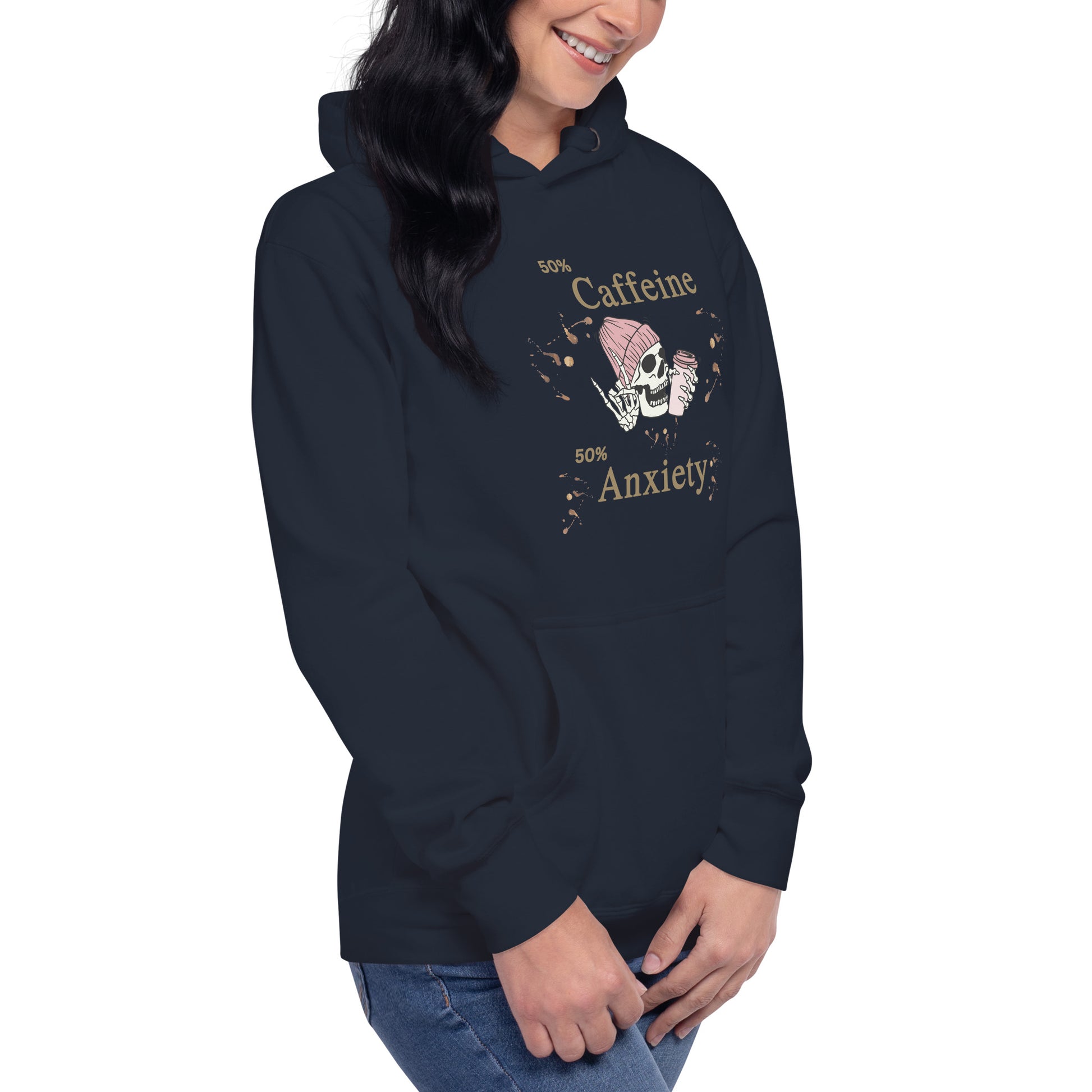 50% Caffeine 50% Anxiety Unisex Hoodie by EraofInk