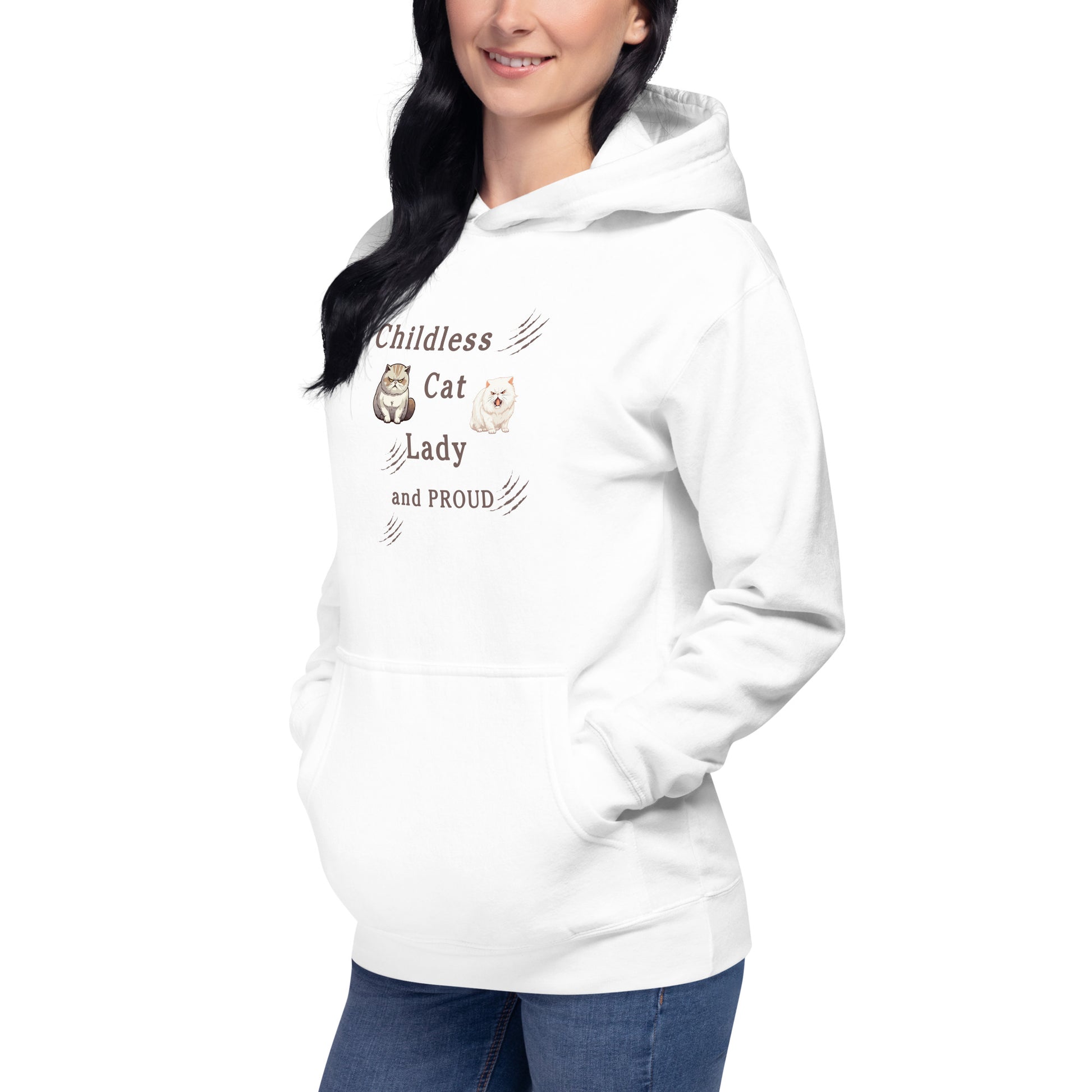 Childless Cat Lady & Proud Unisex Hoodie by EraofInk