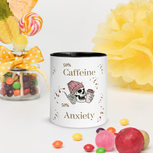 50% Caffeine 50% Anxiety Mug with Color Inside by EraofInk
