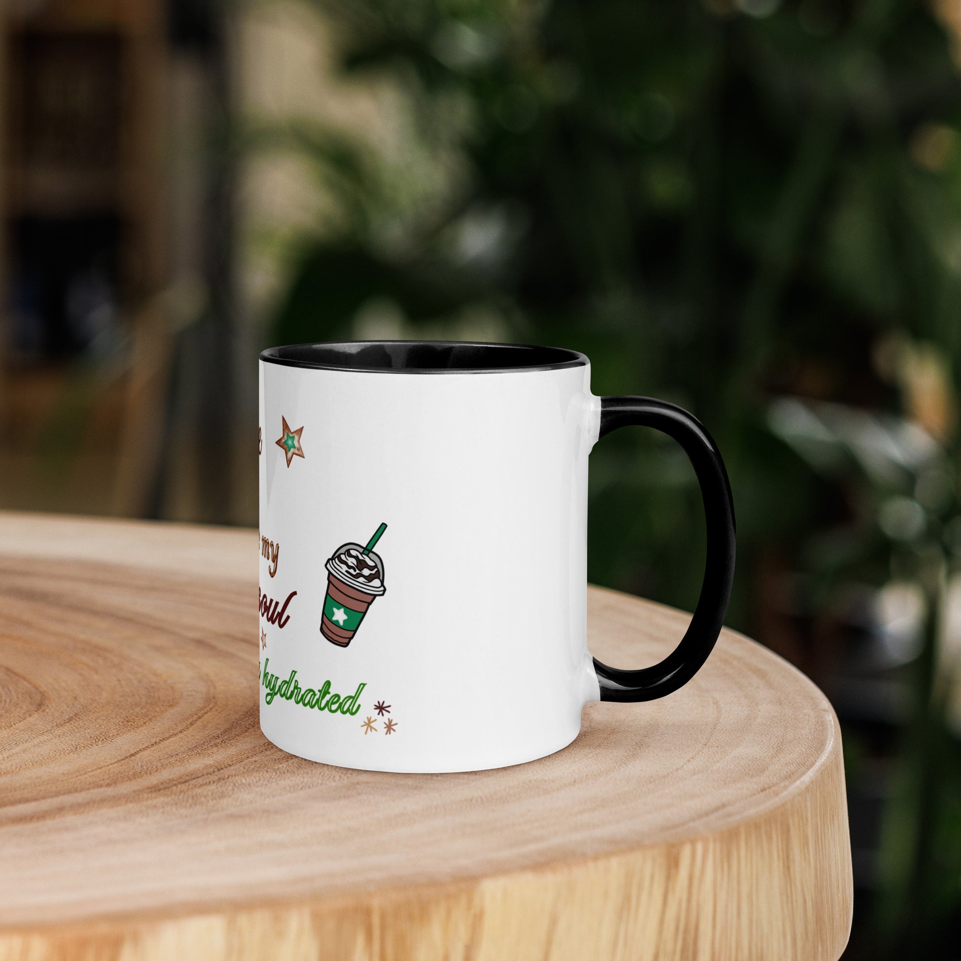 Caffeine Because My Dark Soul Needs to Stay Hydrated Mug with Color Inside by EraofInk