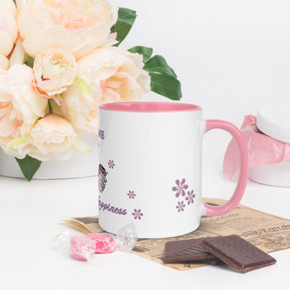 Caffeine Brings Me Happiness Mug with Color Inside by EraofInk
