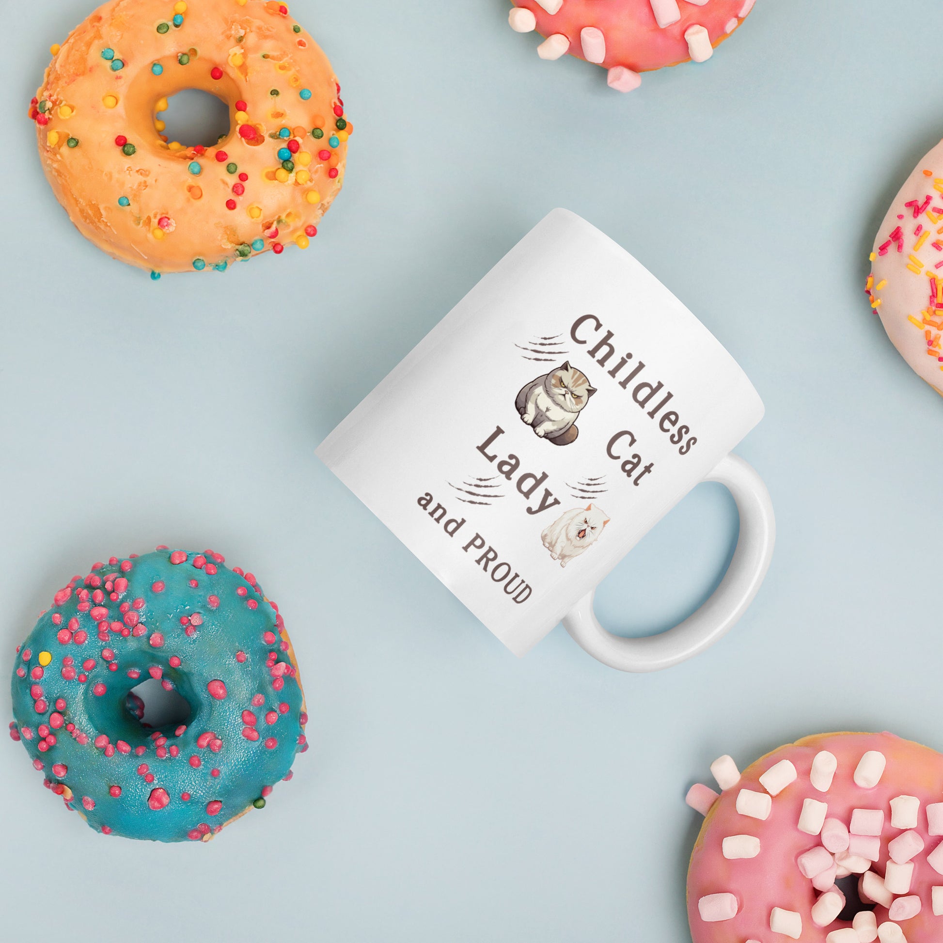 Childless Cat Lady & Proud White Glossy Mug by EraofInk
