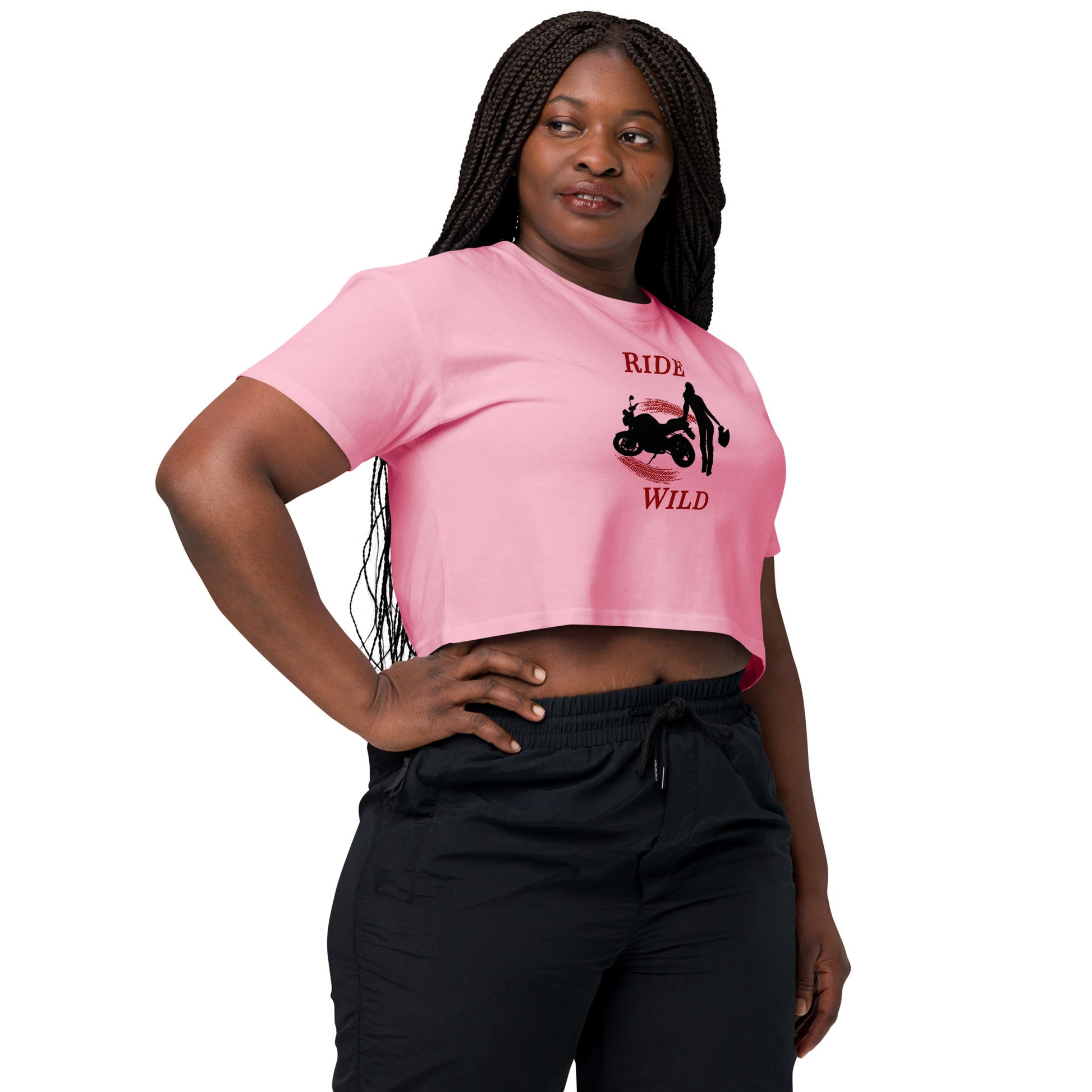Ride Wild Motorcycle Biker Girl Women’s Crop Top by EraofInk