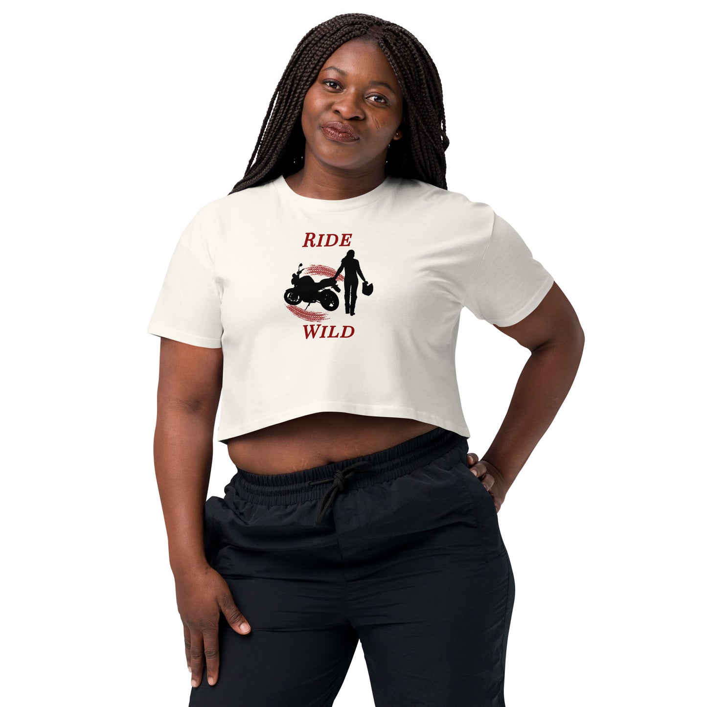 Ride Wild Motorcycle Biker Girl Women’s Crop Top by EraofInk