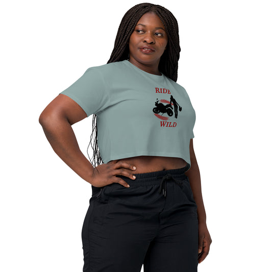Ride Wild Motorcycle Biker Girl Women’s Crop Top by EraofInk