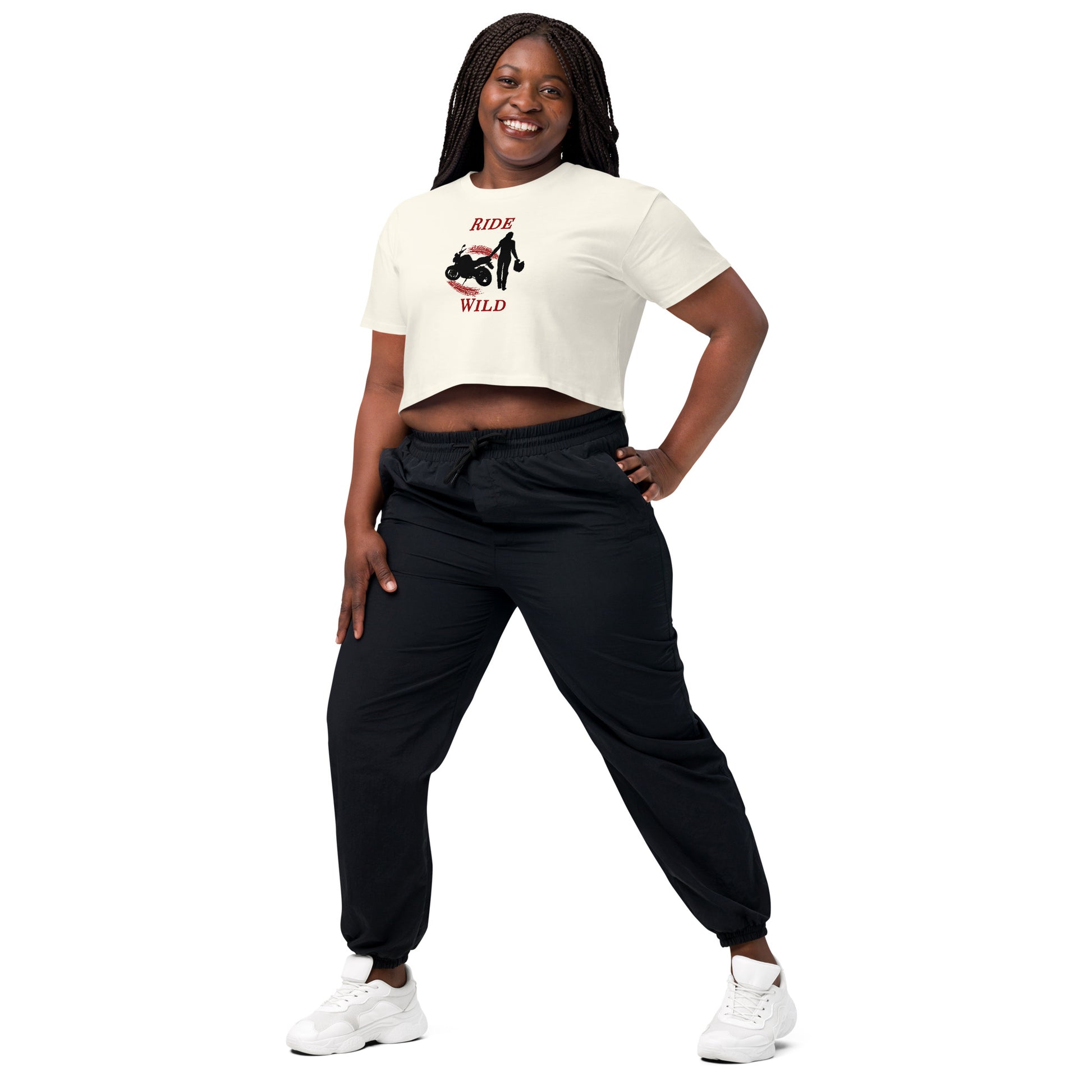Ride Wild Motorcycle Biker Girl Women’s Crop Top by EraofInk